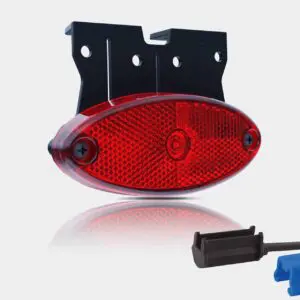 LED markeringslicht ovaal rood met steun | 12-24v | 0