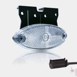 LED markeringslicht ovaal wit met steun | 12-24v | 1