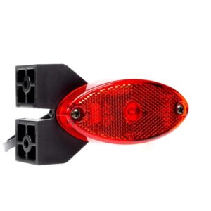 LED markeringslicht + steun ovaal rood 12-24v 0