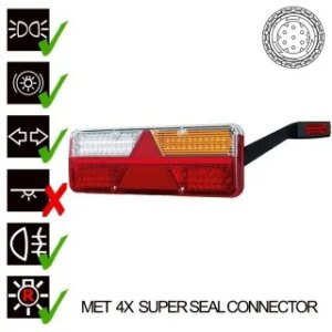 Rechts | LED Trailerlamp | dynamisch knipperlicht | 9-36vv | 7-PIN | Super Seal | 200cm. kabel | VC-1022B7SS-VC-1022B7SS